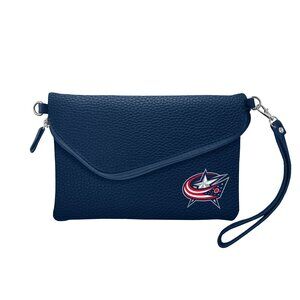 6962 NHL Columbus Blue Jackets Pebble Fold Over Purse, Team Color, 6”x 9" x